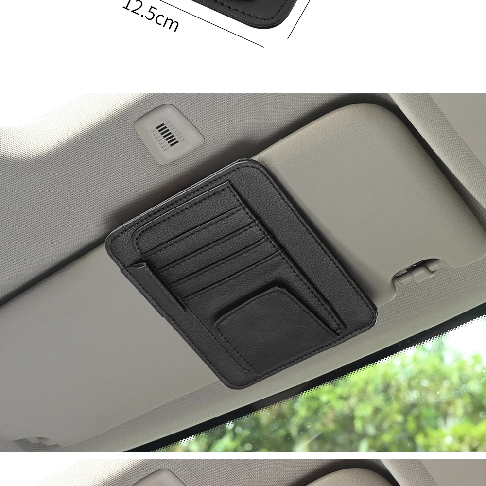 JFBONIN Auto-Sonnenblenden-Organizer mit Mehrfach-Taschen, Visitenkarten-Aufbewahrung, Sonnenbrillenhalter, Sonnenblenden-Zubehör für den Autoinnenraum – Detail 8