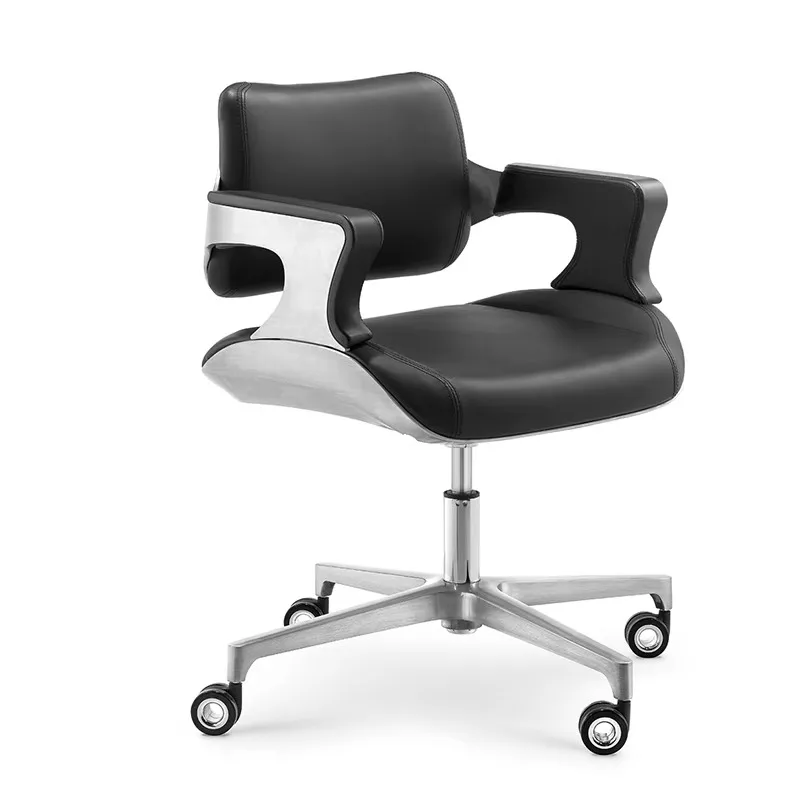 Modern Leather Executive Office Chair Comfortable Seat Cushion Adjustable Height Swivel for High-End Office Environments Home