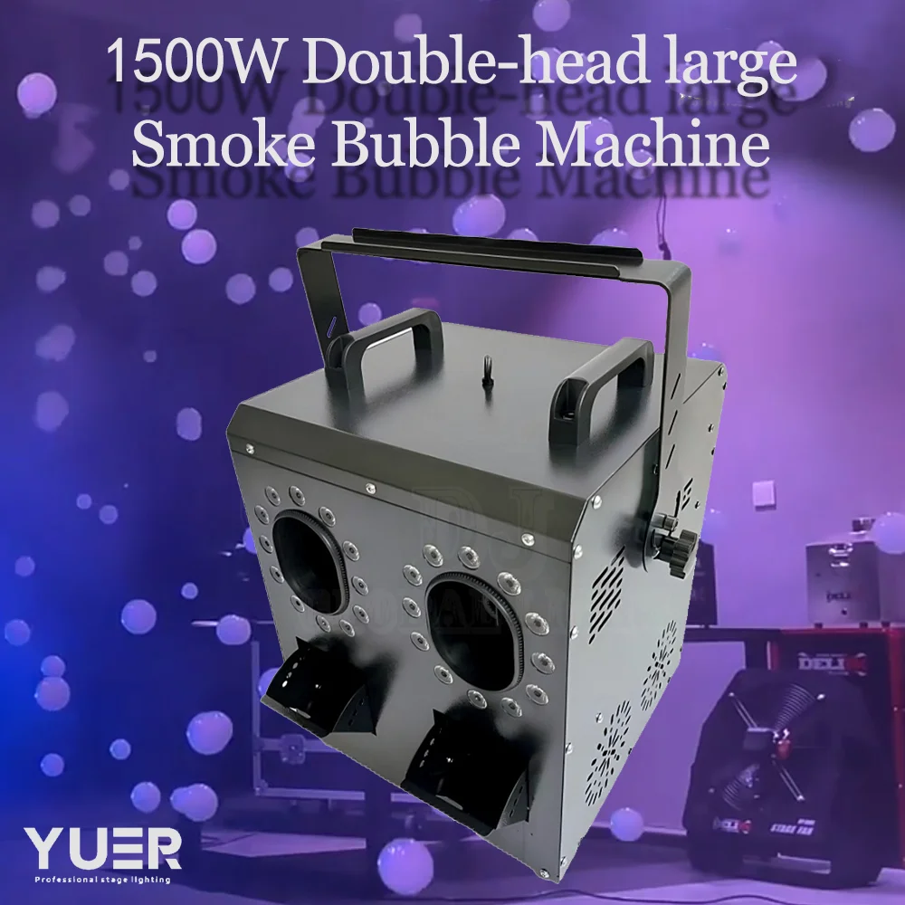 

1500W Double-head large Smoke Bubble Machine DMX 512 Remote Control Wedding Stage Bubbles Effect for DJ Disco Bars Show