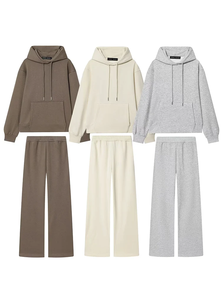 

Женский осенний спортивный костюм, повседневные толстовки с карманами, толстовка, брюки, спортивный костюм, 2 шт., новая модная зимняя толстая теплая женская одежда
