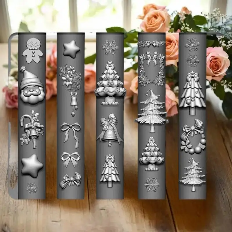 1PC Silicone Nail Mold DIY Christmas Tree Snowman Gingerbread Man Transparent Template Nail Art Decorations Manicure Design Tool