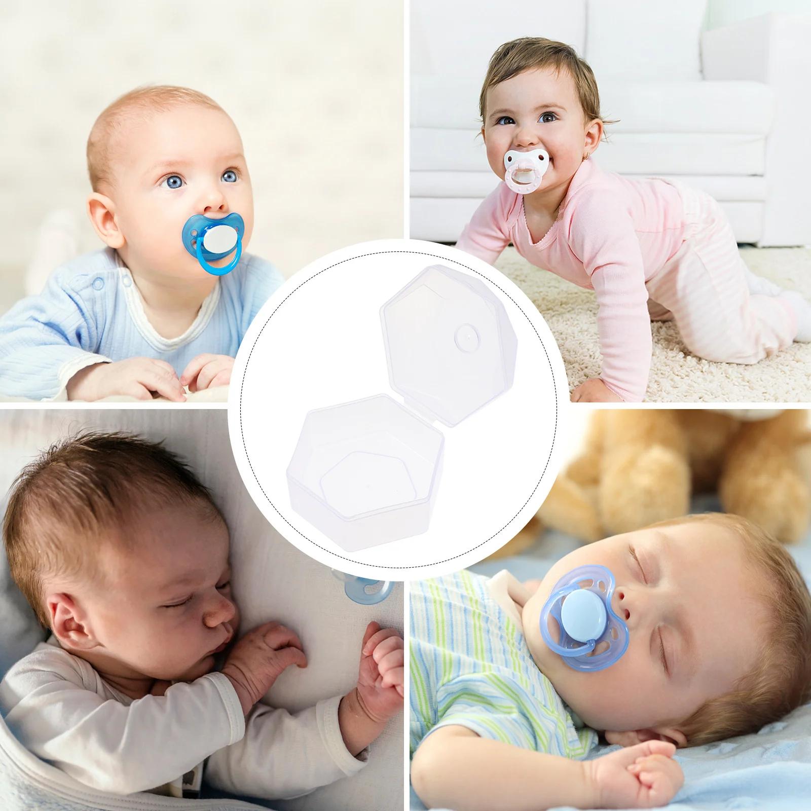

5pcs Compact Baby Pacifier Box Portable Lightweight Storage Case For Travel Diaper Bag Stroller Use Infant Kids Feeding