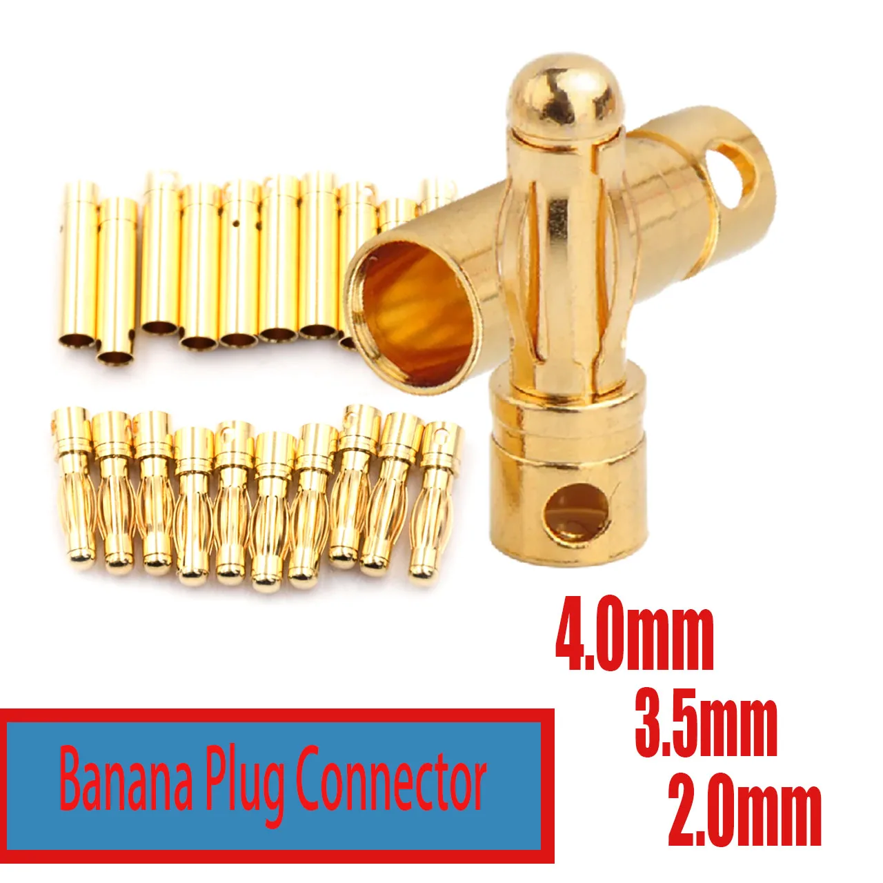 Amass 10/50/100 Paar 2 mm 3,5 mm 4 mm vergoldete Kugel männlich weiblich Bananenstecker für DIY RC Lipo Batterie ESC Stecker