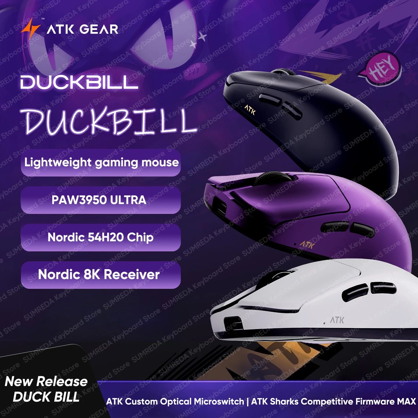 

ATK DUCKBILL Ultra Wireless Gaming Mouse PAW3950 Ultra 8K Polling Rate Nordic 54H20 Chip 2.4G Wired Valorant FPS Gaming Mouse