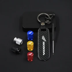 Motorcycle Carbon Fiber Key Chain with Wheel Tire Valve Caps For Honda CBR 125R 954 600 650F 650R 1100XX 1000F CBR 600RR 1000RR