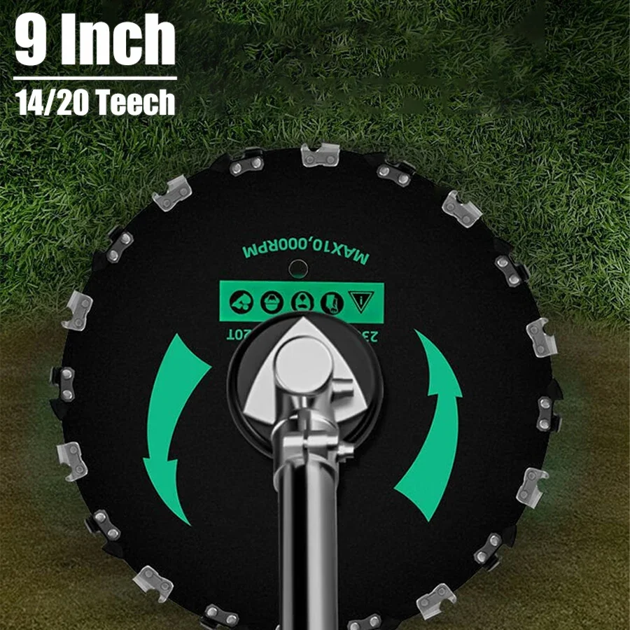 9Inch Grass Trimmer Head Mowing Lawnmower Parts 14/20 Tooth Disc Replacement Blade Grass Brush Cutter for Lawn Mover Head