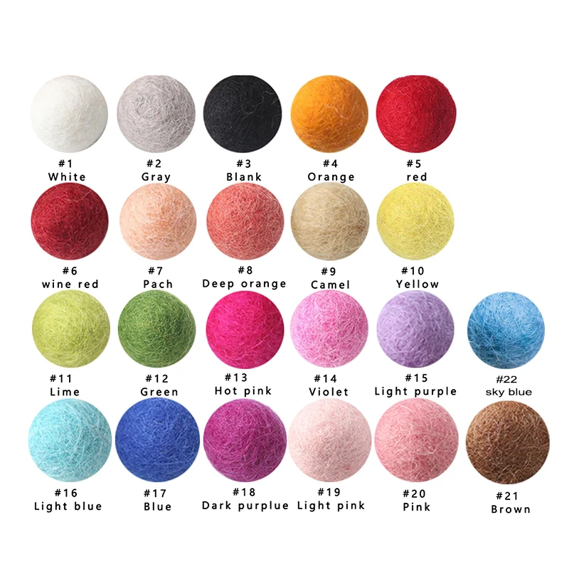100 SZT. Kulki z filcu wełnianego 20 mm DIY, akcesoria do zawieszania, kulki pompon w cukierkowych kolorach do rękodzieła na przyjęcia dla dzieci, zabawki dla dzieci, prezent