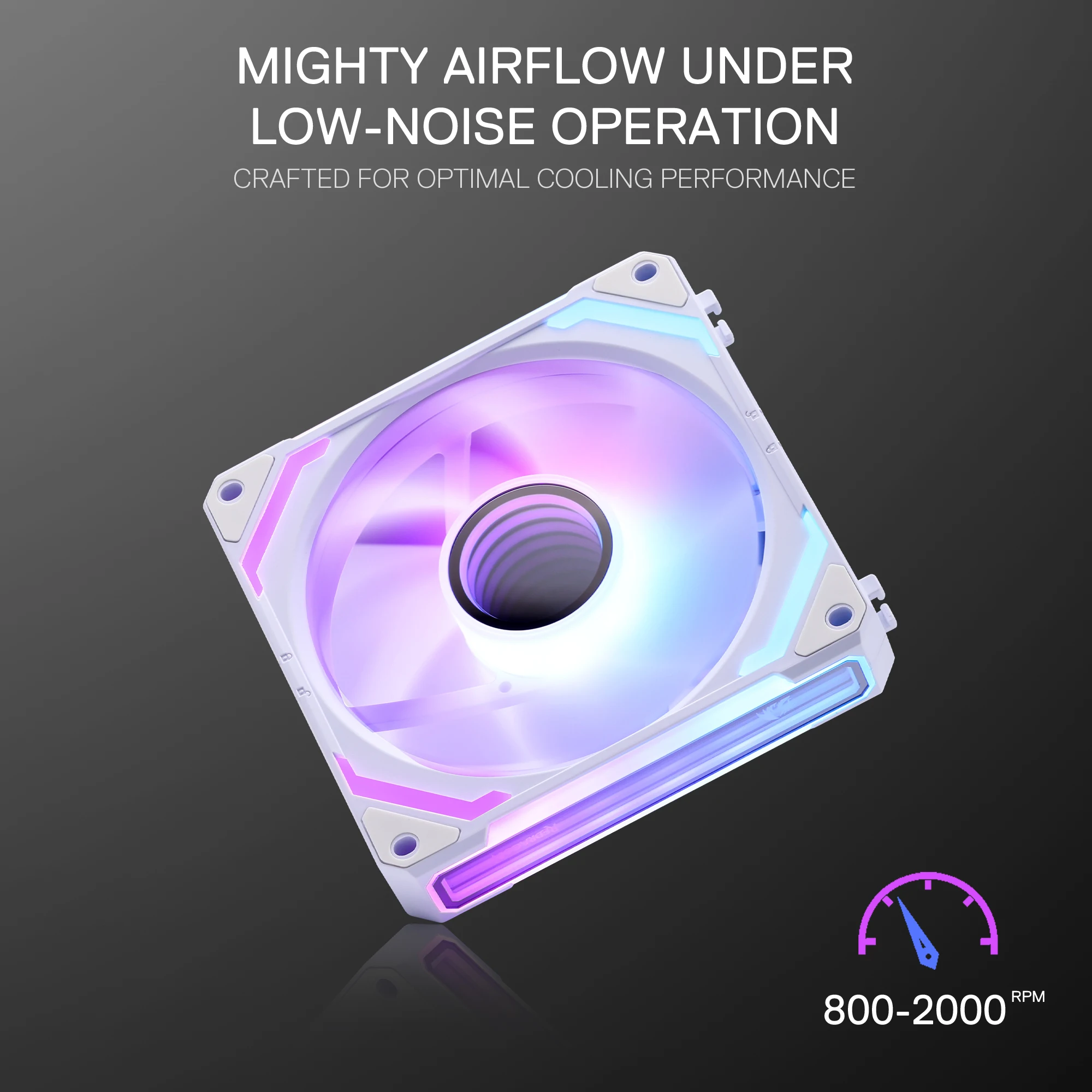 Redragon GCF012 عكس 120 مم PC Case Fan Daisy-Chain Connection 5V 3Pin ARGB Lighting، 4 Pin PWM Case Fan #4