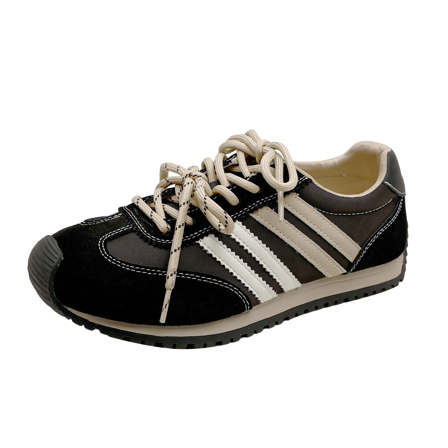 

Autumn Children's Boys Girls Fashionable Versatile Genuine Leather Double-lace Sports Shoes Big Kid Striped Casual Running Shoes