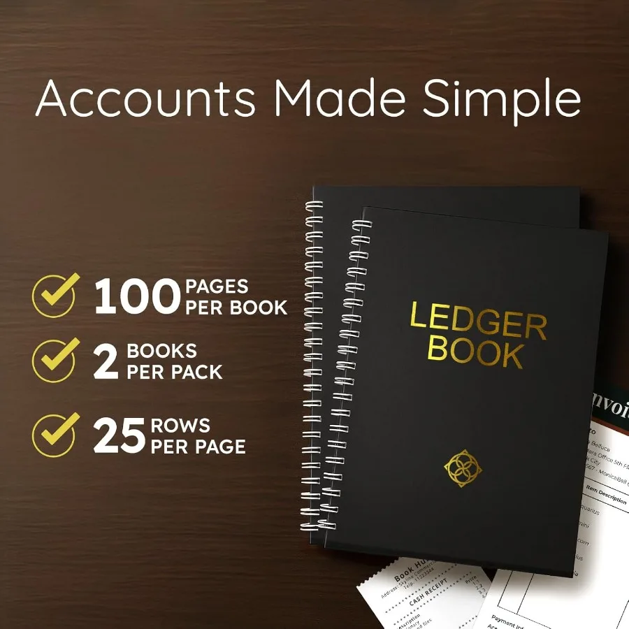 Ledger Book 2 Pack Accounting Ledger Books for Small Business Finance Planner Expense Tracker Bookkeeping Record Book Account T