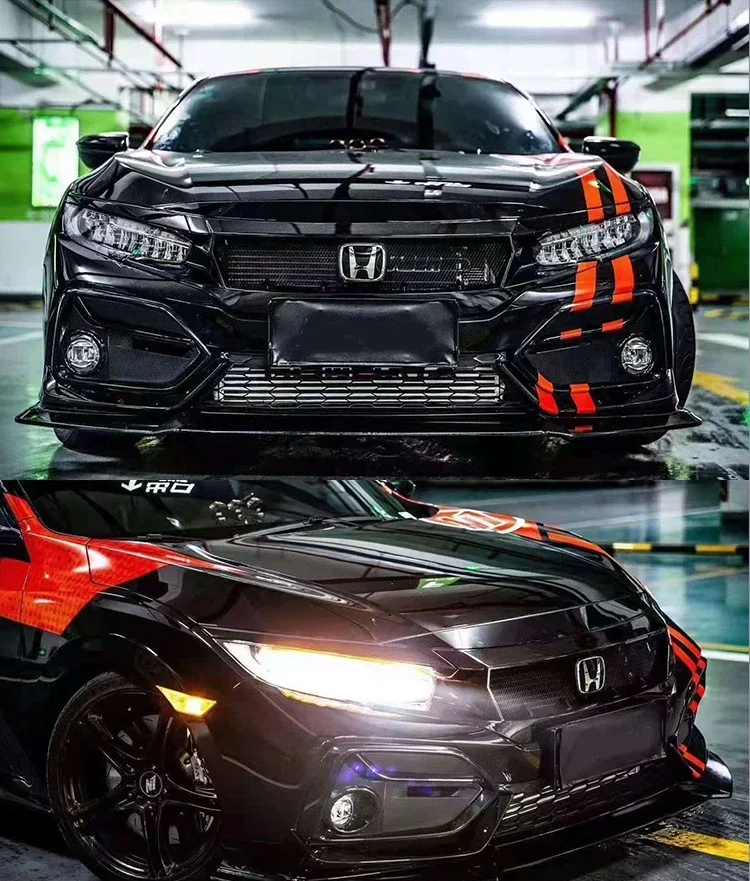 Front Bumper Air Inlet Grille For Civic 10th FK7 FK8 TYPE-R Racing FC JS N1 Style Carbon Grille Lamp eyebrow Trim Accessories