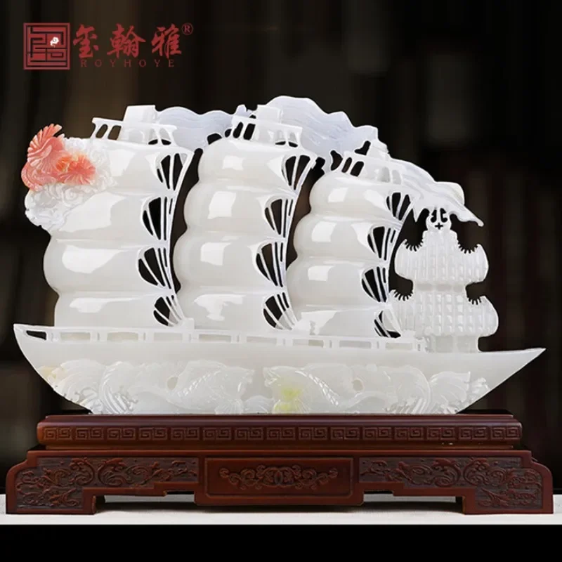 Natural jade ornament smooth sailing sailing ornament