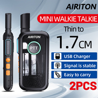 2/4PCS AIRITON AI-T3 Mini Walkie Talkie UHF HD Sound Thin to 1.7CM 400-470Mhz Rechargable Handheld Portable Long Range Ham Radio