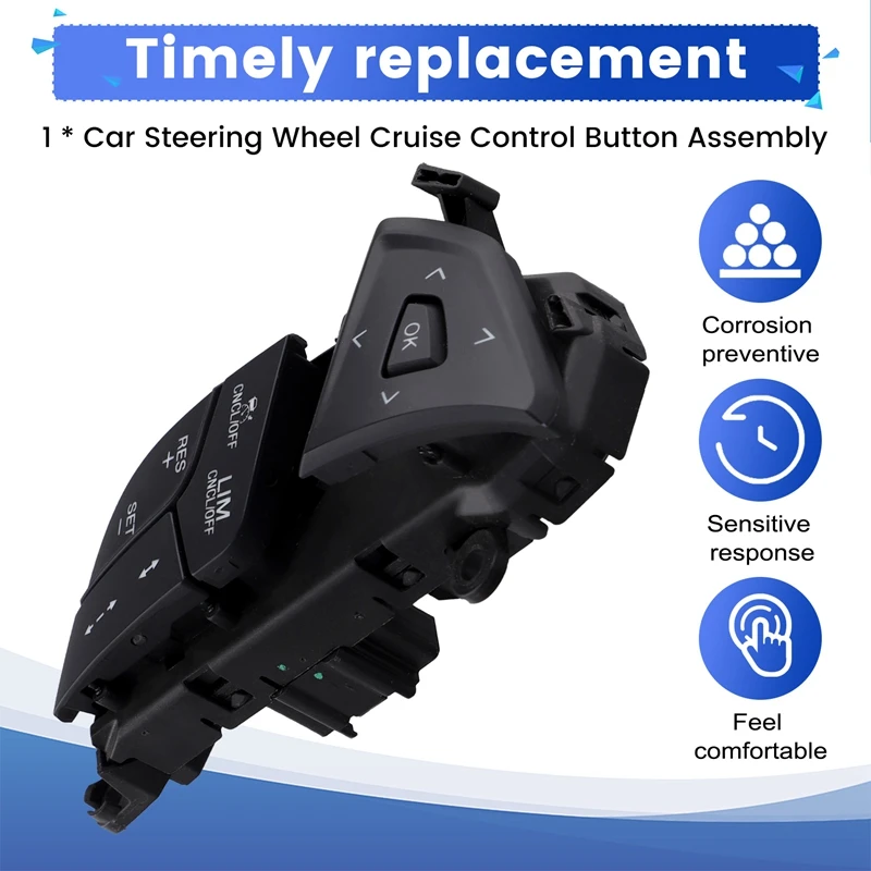 Car Steering Wheel Cruise Control Button Assembly Multifunction Switch DG9T-9E740GFW For Ford Fusion 2013-2018