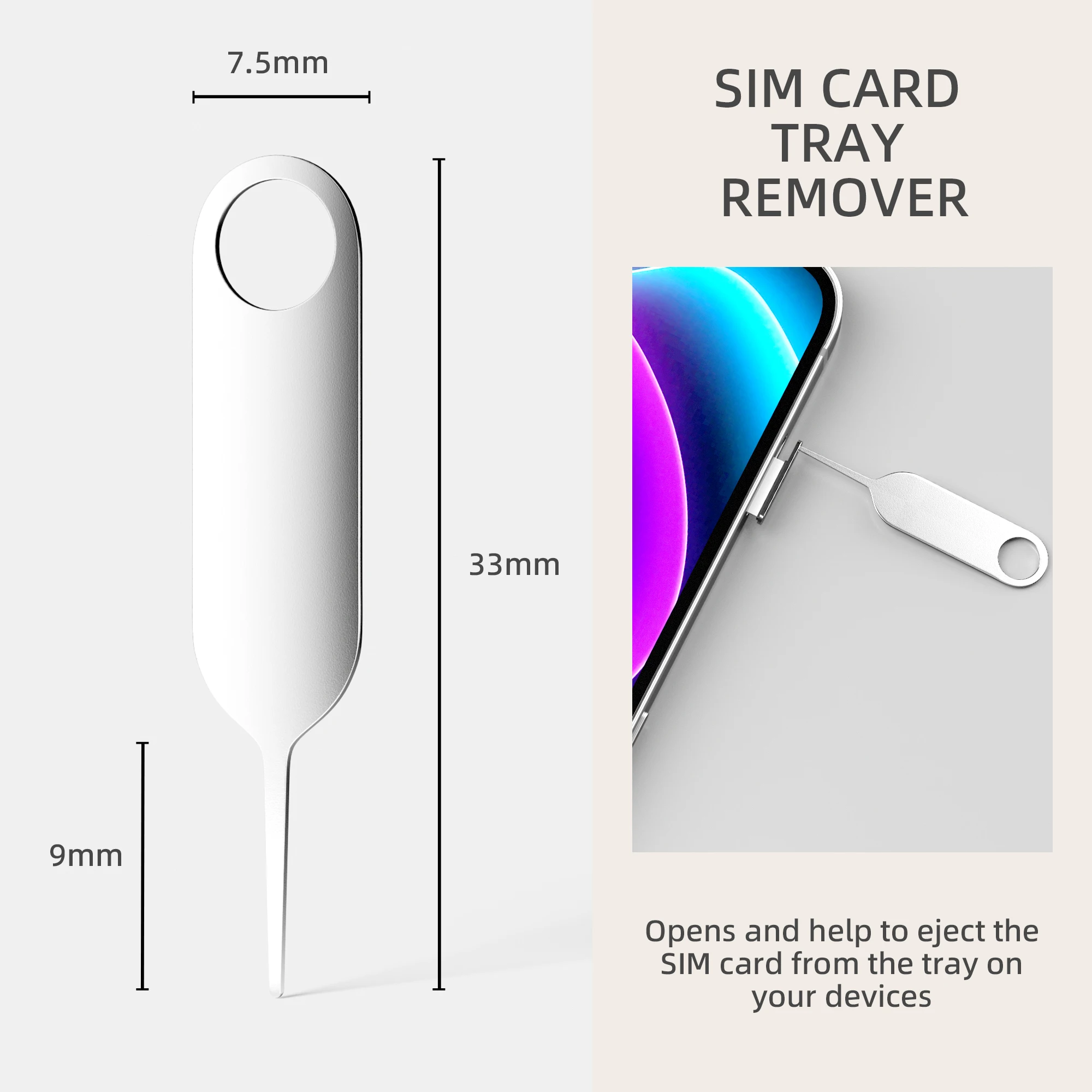 10 Pak baki kartu SIM mengeluarkan alat pelepas Pin, cocok untuk semua iPhone,Samsung dan ponsel pintar lainnya, putih