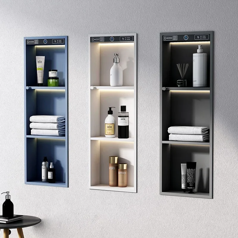 #Modern Waterproof Toilet Furniture Wall Mounted Bathroom Vanity Intelligent Smart Steel Build In Storage Cabinet For Hotels