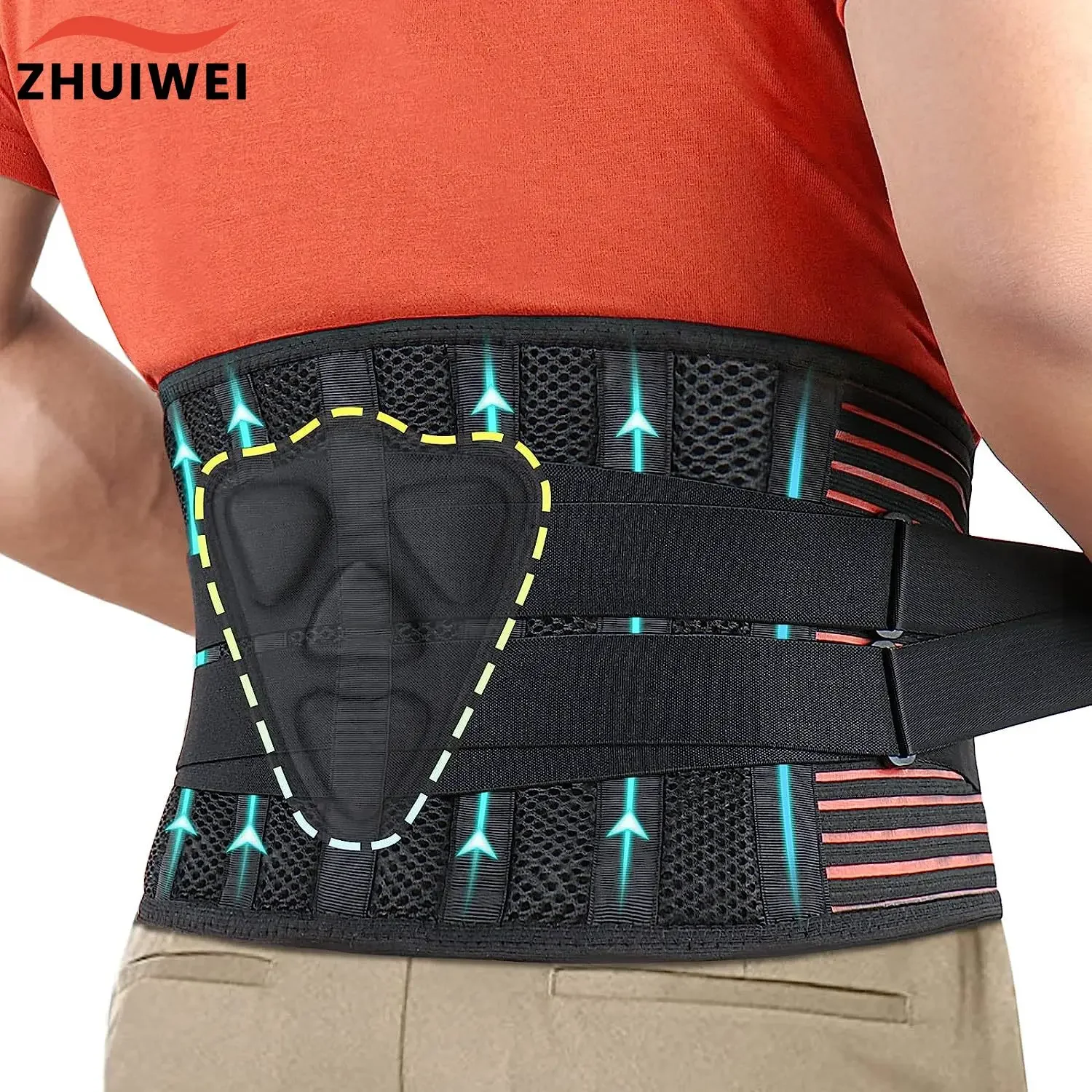 

Back Brace For Lower Back Pain With 4 Stays-Lumbar Support For Heavy Lifting Men Women-Breathable Waist Support Relief Sciatica