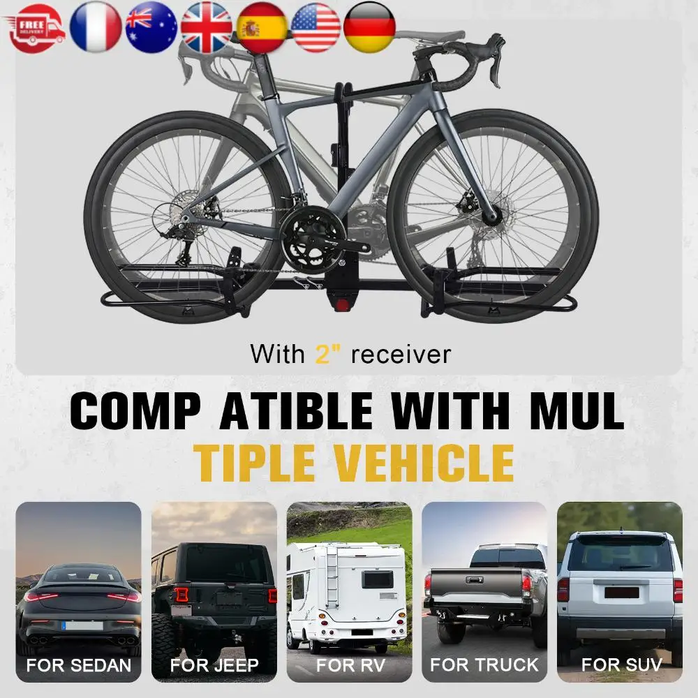 

Rear Trailer Steel Mount Rack Anti Tilt Adjustable Road Bike Storage Bracket Rust Proof Carries 2 Bikes Up To 80 Lbs