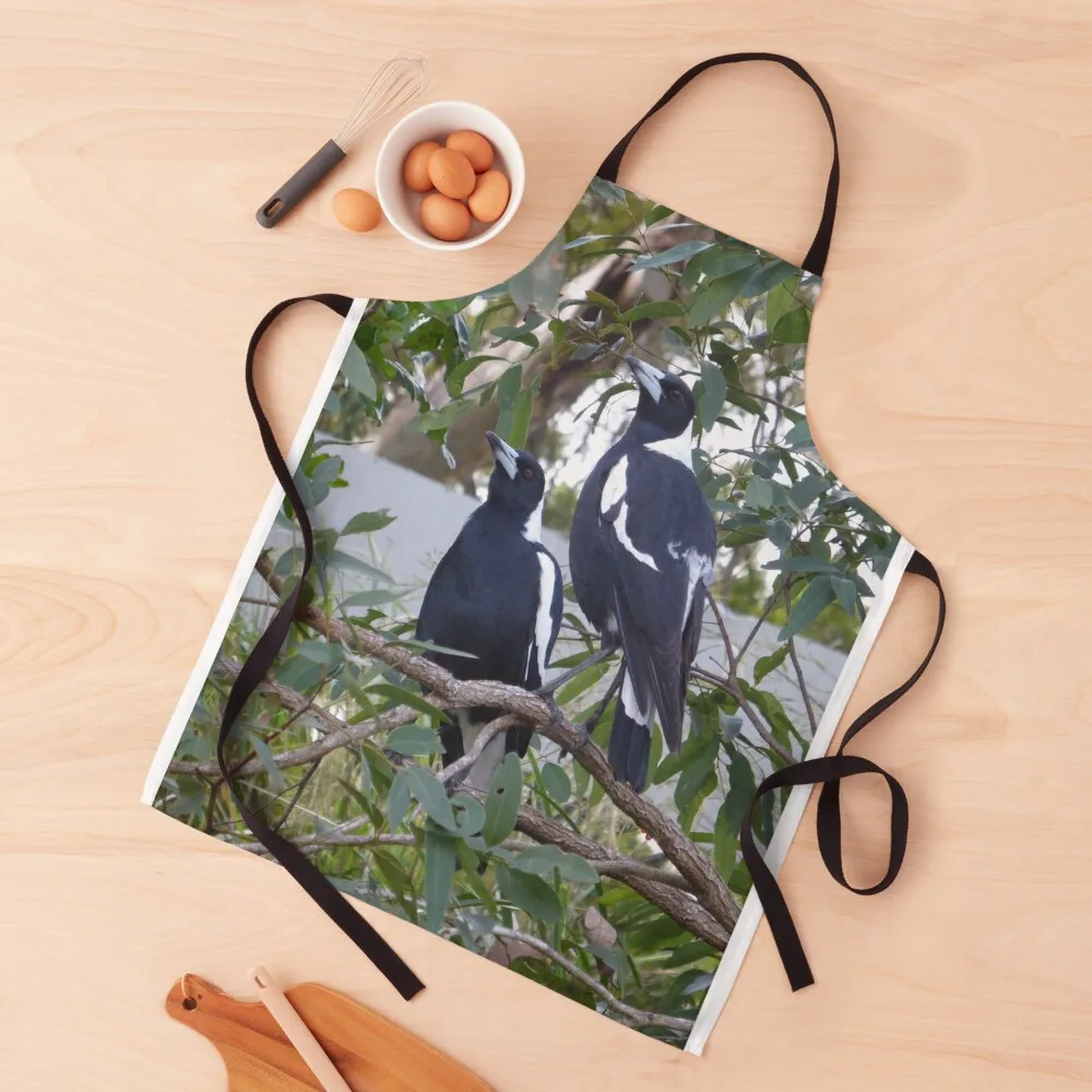 

Magpies Among the Gumtrees Apron for kitchen useful work gowns for women cleaning Customizable Woman Chef Accessories Apron