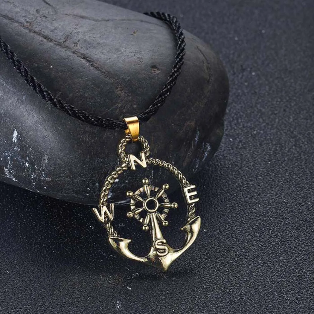 Anteque Anchor Compass Boat Necklaces For Men Hollowout Sailing Pendant Mariners Keepsake Charm Inspirational Jewelry Gift