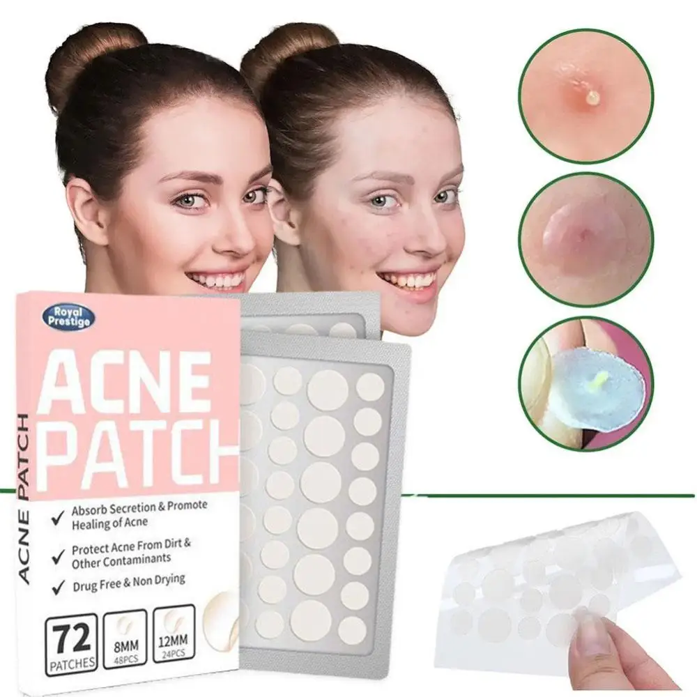 72Pcs Unsichtbare Entfernung Pickel Anti-Akne Hydrokolloid Patches Flecken Marks Concealer Wasserdichte Reparatur Aufkleber