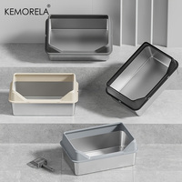 KEMORELA 1PC Stainless Steel Open Litter Box Cat Bedpans Thickening Semi-enclosed High Side With Lid Litter Scoop Splashproof