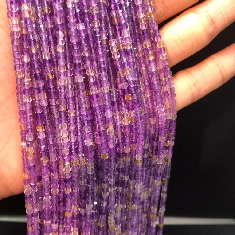 

Natural Ametrine Facet Bead Bracelet Women Fashion Charm Healing Energy Gemstone Yoga Jewelry 1PCS 2.5MM