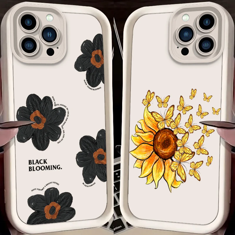 Bright Multi-Color Flowers Eye Ladder For Apple iPhone 15 14 13 12 11 XS XR X Pro Max Plus Soft Phone Case