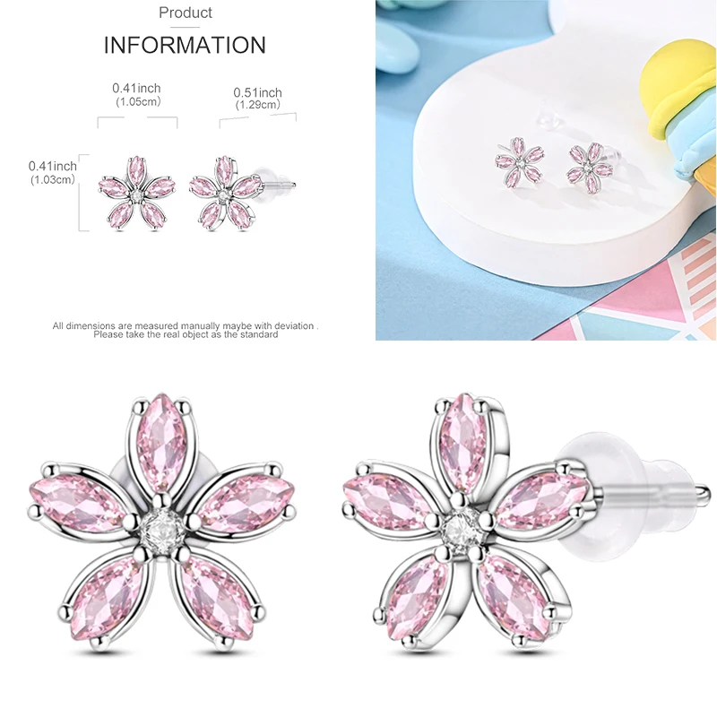925 Sterling Silber Ohrstecker Kirsche Delfin Avocado Schmetterling Biene Blume Feder Bunter Schmuck Geschenk für Frauen Mädchen – Detail 28