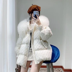 Women's Puffer Coats Winter New Outerwears Sweet Fashion Luxury Down Jackets Large Fur Collar Thick Loose Warm Down Coats