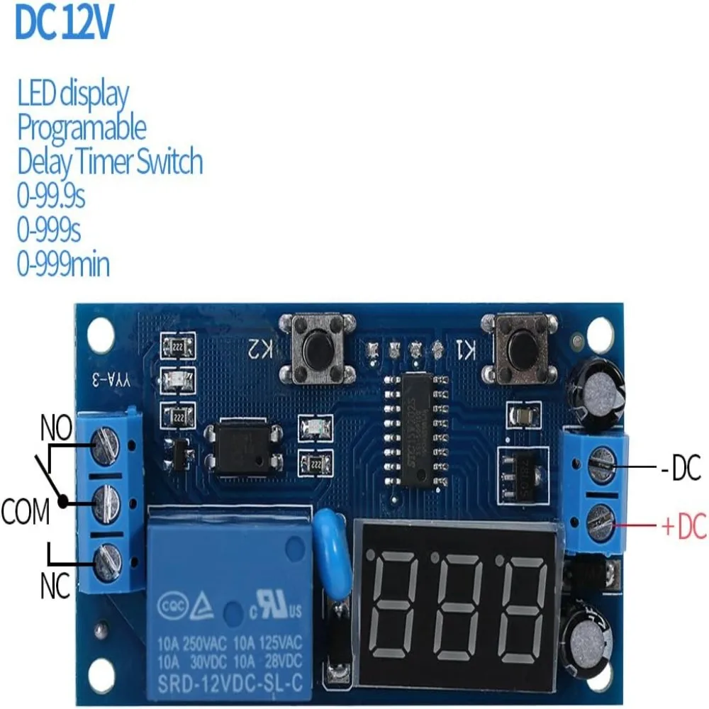 DC 12V Timer Relay Module MCU Programmable Adjustable Delay Delay On Off Relay LED Display Infinite Cycle Infinite Loop Timer