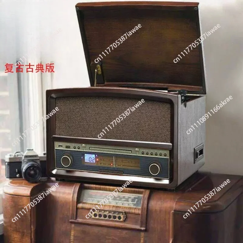 European and American Wood Bluetooth Vinyl Record Player Phonograph Retro CD Player Radio Tape