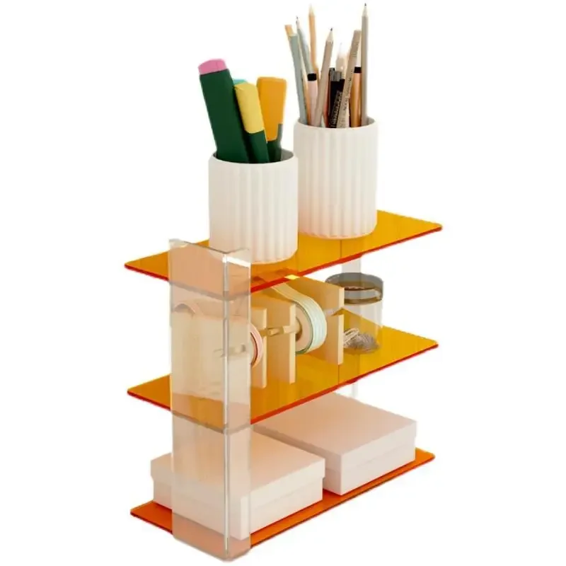 Dining table multi-layer acrylic dormitory cup holder large capacity living room bathroom cosmetic storage rack free of punching