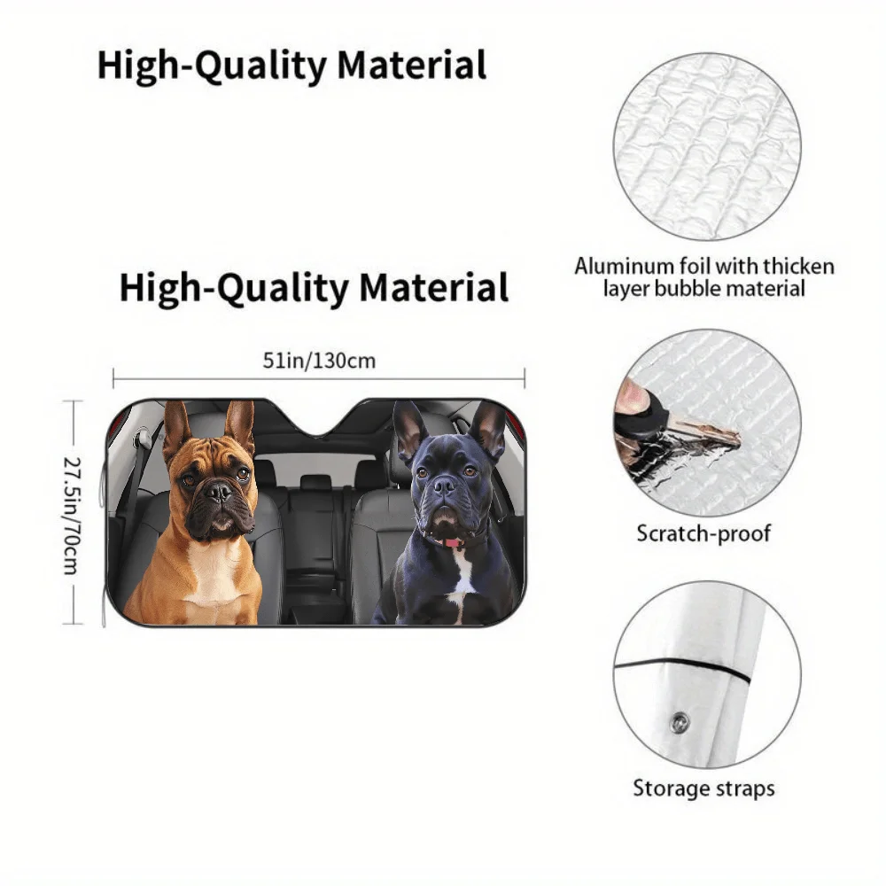 Two Dogs In Car | Auto Sunshades, Front Window Sun Cover For Car, Durable Polyamide Visor, Universally Applicable Car Gift