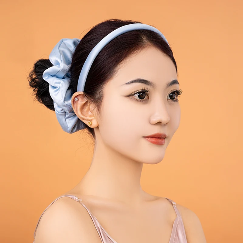 

100% Silk Hairband For Woman Headwear 1cm Silk Hair Hoop 30 Momme Mulberry Silk Headband Wash Face Party Hair Accessories Gift