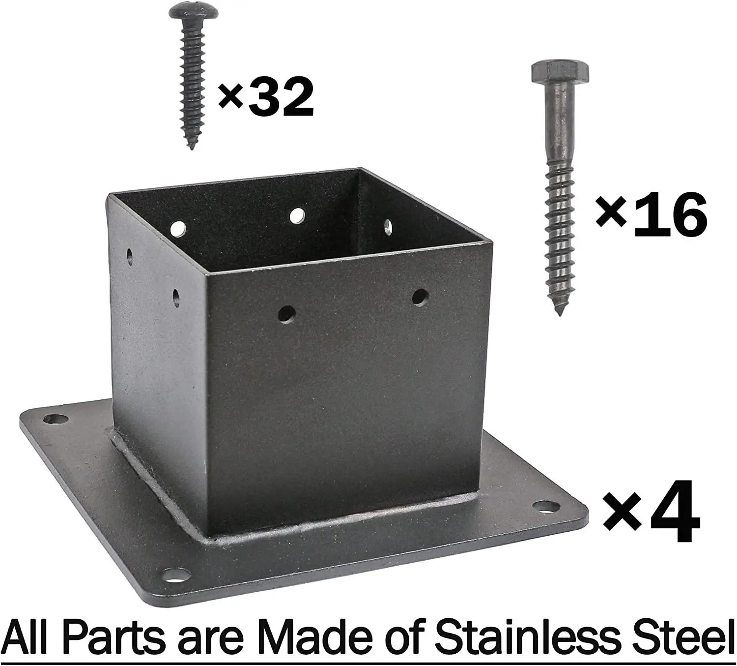 Firewood stand, gazebo bracket, heavy-duty column anchor, matte black wooden columnbracket for gazebo deck railing support