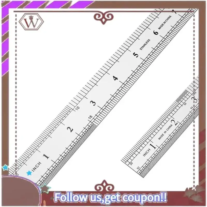 ABBG-3X مسطرة من الفولاذ المقاوم للصدأ 12 بوصة + 6 بوصة مساطر معدنية