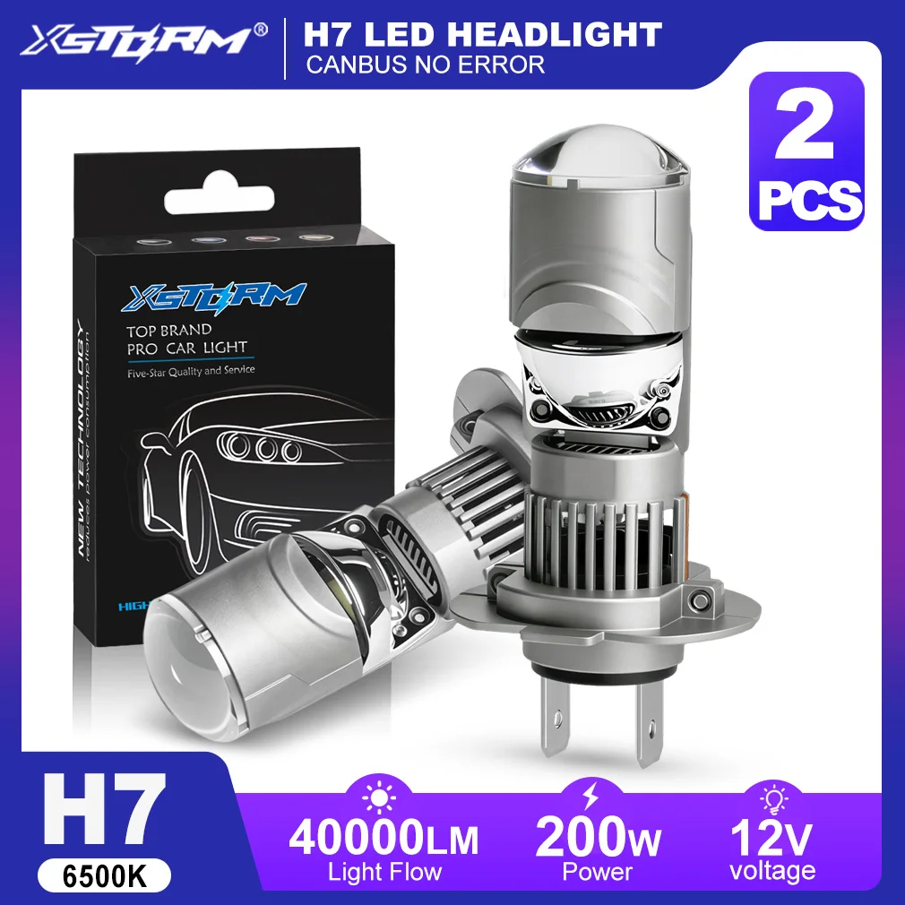 xstorm-h7-led-レンズプロジェクターライト電球-車用-200w-40000lm-led-h7-ミニヘッドライトレンズ-バイクライト-canbus-6000k-12v-﻿