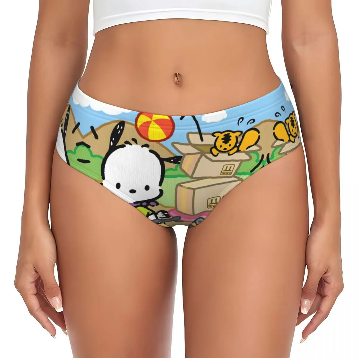 مخصص أنيمي Pochacco Kawaii مانغا ملخصات الملابس الداخلية النسائية مريحة تمتد الكلاسيكية       سراويل داخلية