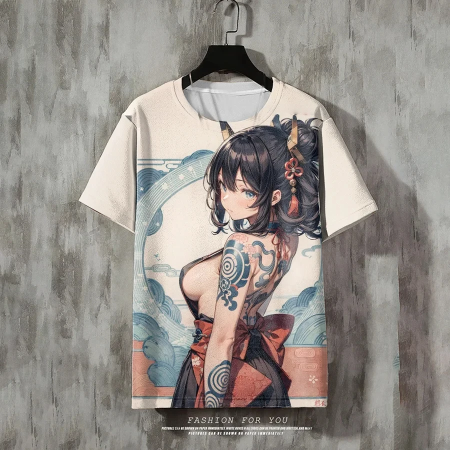 

Trendy Men's T-Shirt Girly Pattern Print Summer Short Sleeve T-Shirt For Men Casual Tee 3d Cartoon Tops Oversized Male Clothing