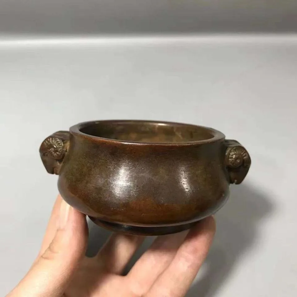 

Китайская винтажная коллекция, бронзовая домашняя маленькая курильница, курильница для овец