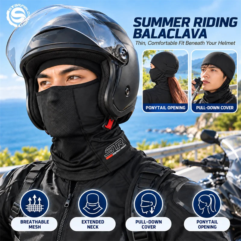 Summer Breathable Motorcycle Riding Mask Scarf Quick-dry Balaclava Helmet Liner Dustproof Freely Switching Wearing Various Scene