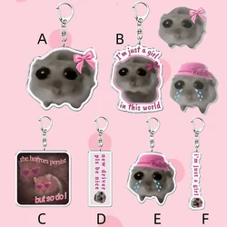 Acrylic Pink Bow Cute Sand Hamster Key Chain Keychains Ring Funny Pendant For Bag Accessories Jewelry Fans Gift Photo Decoration