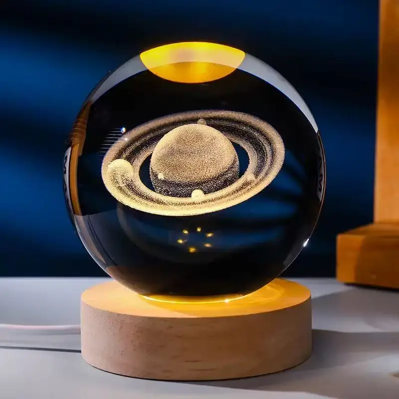 1pc Degaussing Energy Crystal Natural planet Ball Atmosphere Lamp USB Interface of Energy-Saving Decorative