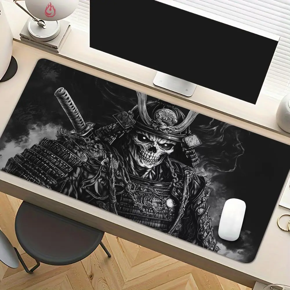 

Black mousepad Skeleton Warrior Mouse Pad Desk Mat Non-Slip office mousepad pc accessories keyboard Gaming mats tapis souris