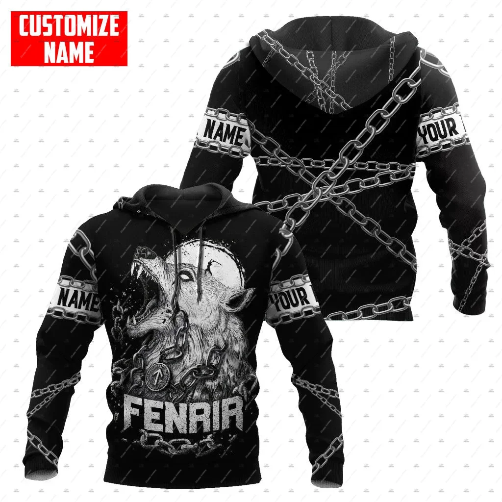 Nome personalizado valhalla deus odin guerreiro lobo fenrir tatuagem vintage retro unisex 3dprint harajuku pulôver jaqueta casual hoodies x3