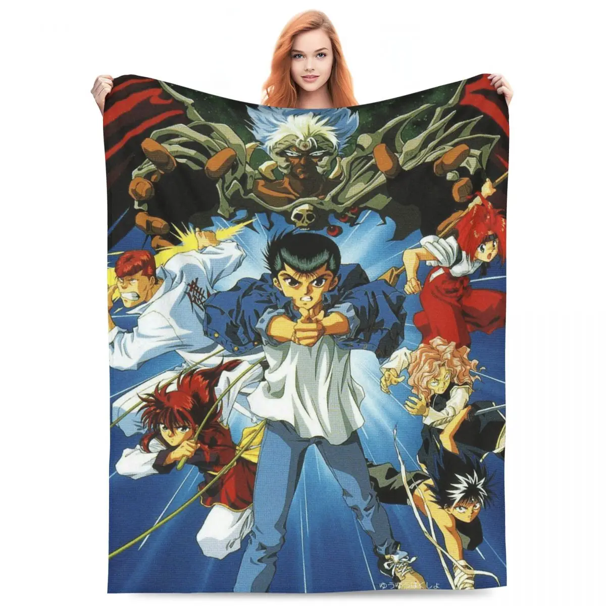 Manta Yuyu Hakusho Squad Manga Hiei Kurama Yusuke Urameshi, manta para ropa de cama, colcha para exteriores