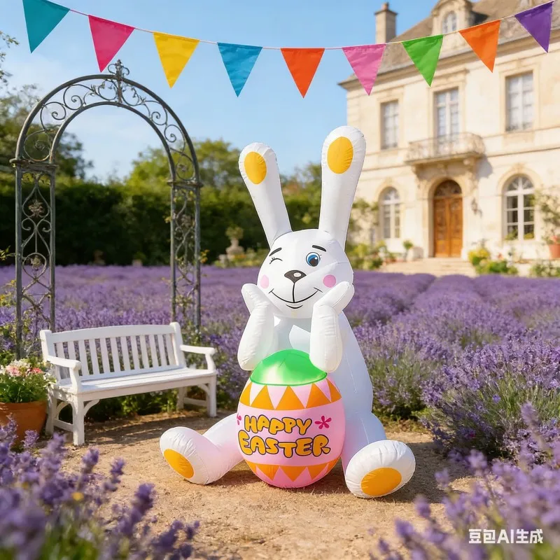 

Надувная фигурка сидящего кролика 1,5 м/4,9 фута для декора на Пасху и праздники, со светодиодной подсветкой, для сада и двора