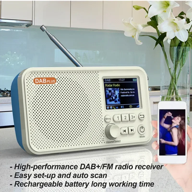 C10 EU DAB/ DAB +/FM Radio Digital 2.4 Inci Layar LCD Warna BT 5.0 Radio Bertenaga Baterai Radio Penyiaran Portabel untuk Rumah