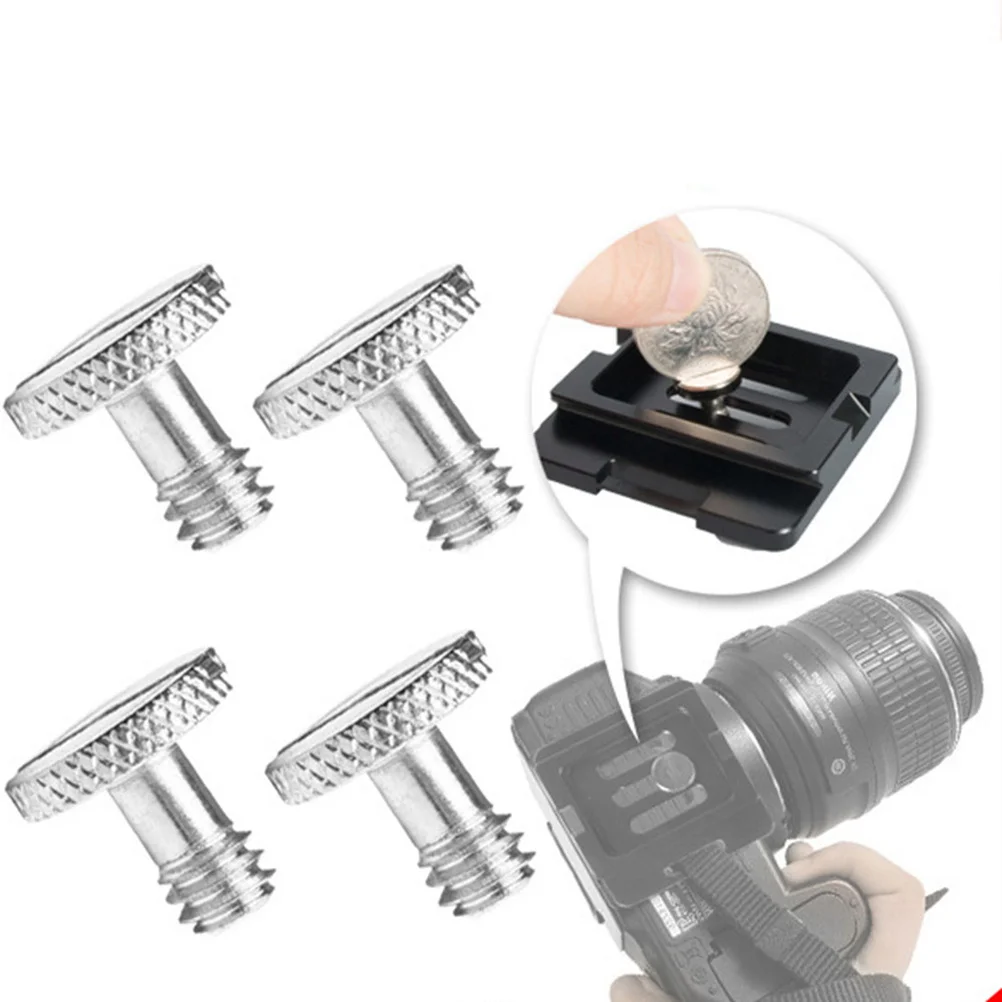 

5pcs 1/4 Inch Flat Head Camera Screw Slotted Mounting For Dslr Gimbal Tripod Quick Release Plate Light Stand Adapter Silver
